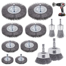 Pack of 12 Wire Brush Drill, 6 mm Steel Brush Cordless Screwdriver with Hexagonal Bar Wire Brush Set, Wire Brush Cordless Screwdriver, for Grinding, Polishing, Rust Removal, Cleaning and Vibration