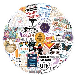 55PCS Medical Assistant Stickers,Medical Assistant Supplies, Waterproof Vinyl Stickers for Medical Assistants, Kids Teens, Aduts - Funny Medical Stickers and Decals for Laptop Water Bottles