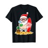 Summer Christmas in July - Tropical Santa Surfing Hawaiian T-Shirt