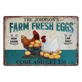 Vintage Farm Fresh Eggs Metal Sign, Rustic Farmhouse Wall Decor, 20 x 30 inches