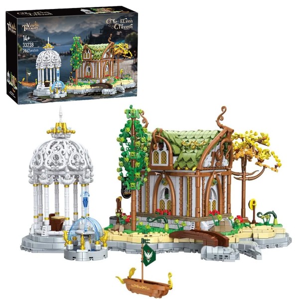 kowkis The Elven Tavern Architecture Building Blocks Toys,Medieval Tavern with