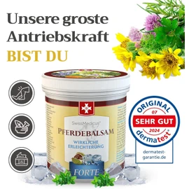 SwissMedicus Horse Balm Massage Gel with 25 Herbal Extracts (Beinwell, Horse Chestnut, Arnica, Eucalyptus) Noticeable Relief for Massage for Muscles, Joints, Back Cooling Extra Strong 250 ml