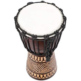 GURU SHOP Wooden Drum Percussion Rhythm Sound Instrument (Djembe) with Carvings in Various Sizes Size: 25 cm Musical Instruments