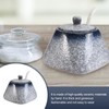 Mobestech Simple Ceramic Condiment Jar with Lid and Spoon Blue