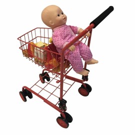 The New York Doll Collection Toy Shopping Cart for Kids and Toddler - Includes Food - Folds for Easy Storage