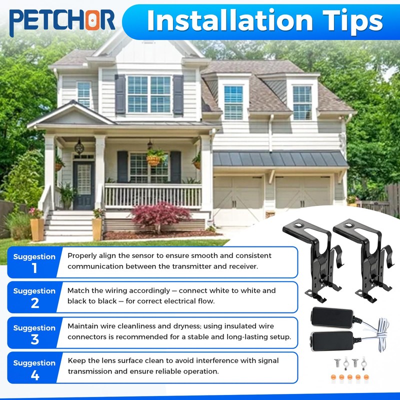 PETCHOR 41A5034 Garage Door Safety Sensor with Brackets, Garage Door