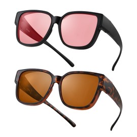 AVDLAB Indoor Fluorescent-41 Pink & Outdoor Fluorescent-60 Brown Tinted Fit Over Blue Light Blocking Glasses Migraine Light Sensitivity Computer Glasses Photophobia Fluorescent LED Glare Women AB3306
