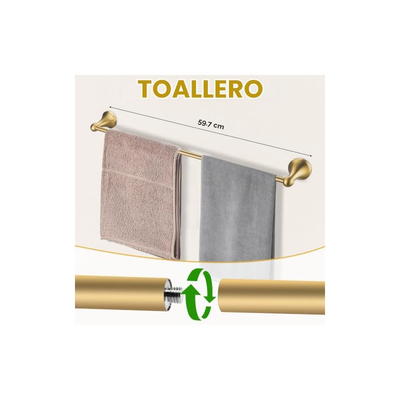 Juego de accesorios de baño de oro cepillado, juego de