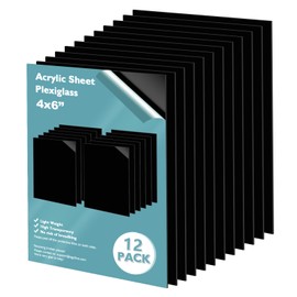 Egofine 4" x 6" Black Plexiglass Sheets 12 Pack 0.04 Inch Cast Acrylic Sheet Thick for DIY Craft Projects, Painting, Photography, Sign, Display Stand, Home Decor, Easy to Cut