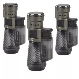 Vertigo Cyclone Triple Torch CIgar Lighter - 3 Pack - Charcoal
