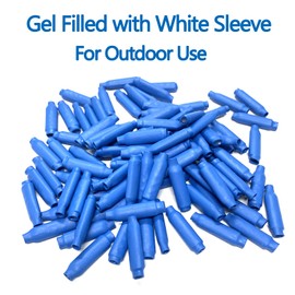 Blue B Wire Connectors - Gel Filled Wet Low Voltage Crimp Terminals, 18-30 AWG Bean-Type Splices for Alarm, Bell, Intercom, Speaker, Telephone Wire