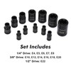 CASOMAN 25 Piece Torx Bit Socket and External Socket Set,