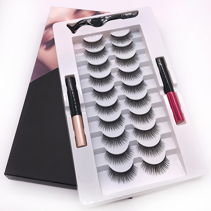 10 Pares de Extensiones de Pestañas, Kit de Pestañas Magnéticas,