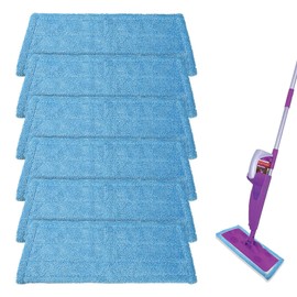 6 Pack Reusable Microfiber Pads for Rejuvenate Microfiber Mop, Compatible with Rejuvenate Click N Clean Multi-Surface Spray Mop, Machine Washable Microfiber Pad Refill for All Floors Without Handle