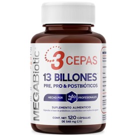 Prebioticos, Probioticos y Postbioticos | Suplemento Alimenticio con probioticos y postbióticos con inulina de agave (prebiótico) | |Cont. 120 Caps., MegaBiotic