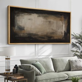 SIGNFORD Extra Large Framed Canvas Print Wall Art Abstract Neutral in Black and Taupe Illustrations Modern Art Calm Warm for Living Room, Bedroom, Office - 60"x30"