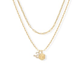 PAVOI 14K Yellow Gold Plated Initial Letter Pendant Layered Necklace for Women - Alphabet Letter Statement Layering Necklace - Letter Z, Yellow Gold, Cubic Zirconia