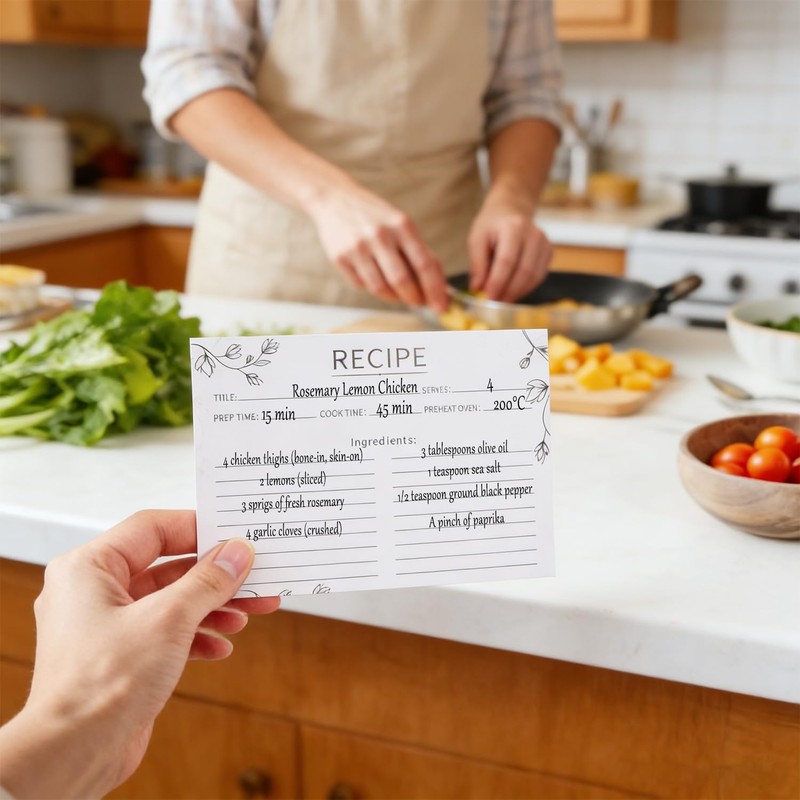 Recipe Cards 4x6, 50 Count Double Sided Blank Thick Cardstock