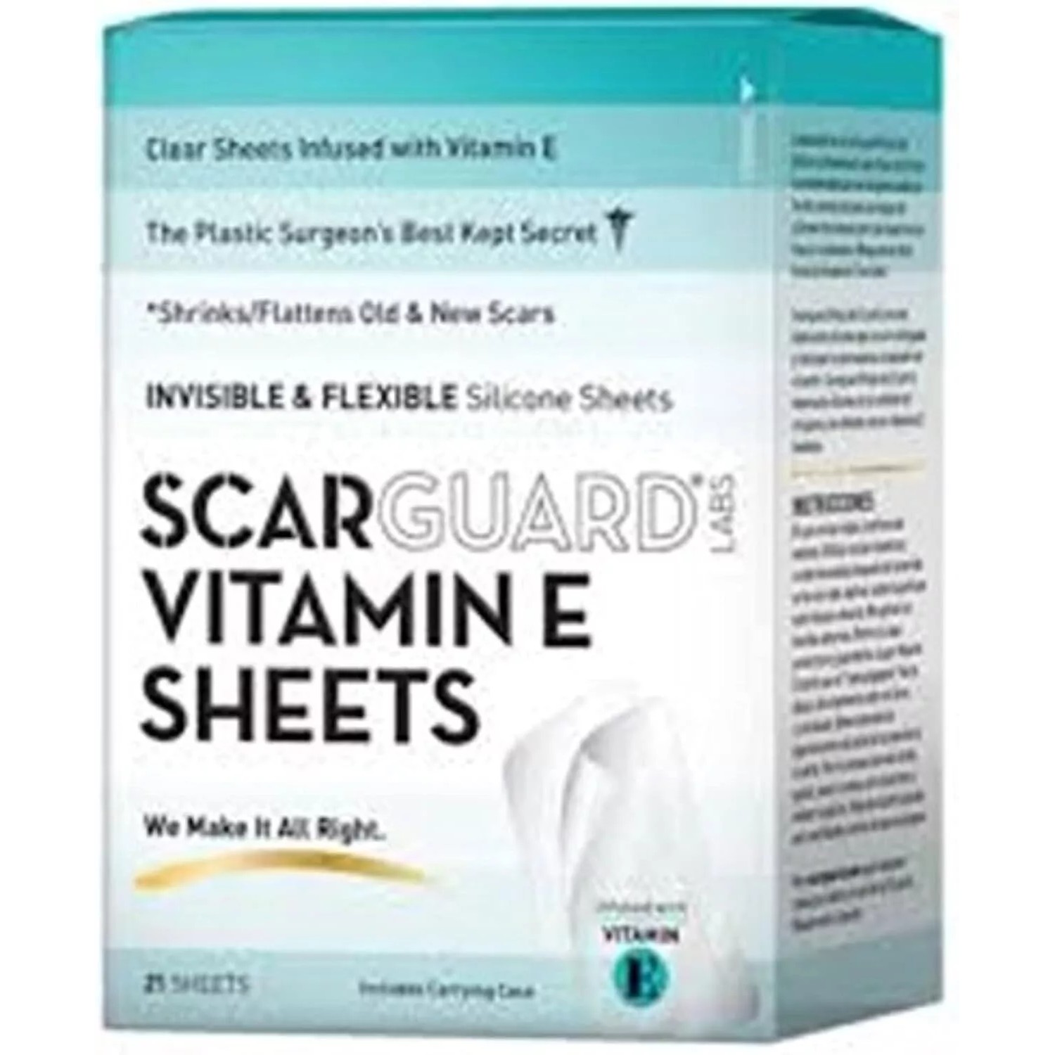 ScarGuard Scarsheet Nearly Invisible Silicone Scar Sheets with Vitamin ...