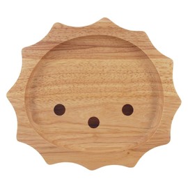 Fuji Boeki 23914 Children's Plate, Width 9.4 inches (24 cm), Natural Lion, Natural Wood, Unbreakable, Lightweight, Wooden Tableware, Bonheur