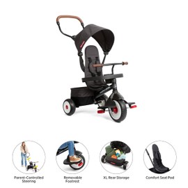 Toddler Bike, Kids Bike, Tricycle Toddler Toys for Ages 2-4, Baby Toy, Radio Flyer 4-in-1 Stroll 'N Trike, for Ages 1-5 Years, Black