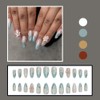 24Pcs Press on Nails Medium Almond,YIHONGYAN Summer Cat's Eye 3D