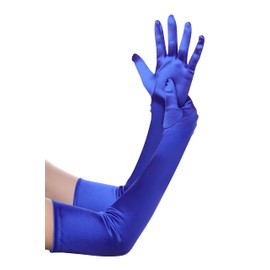 BABEYOND Long Satin Elbow Gloves - Bridal & Fancy Dress Gloves for Women (A-Smooth 52cm/Blue)