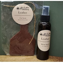 McIntire Saddlery Ear Tag Car Air Freshener and Room Spray - Leather