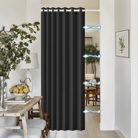 HMYI Blackout Faux Linen Pinch Pleat Curtain - Heavyweight, Light Reducing, Privacy Assured for Bedroom/Theater/Office, 1 Panel, W52 x L96, Black