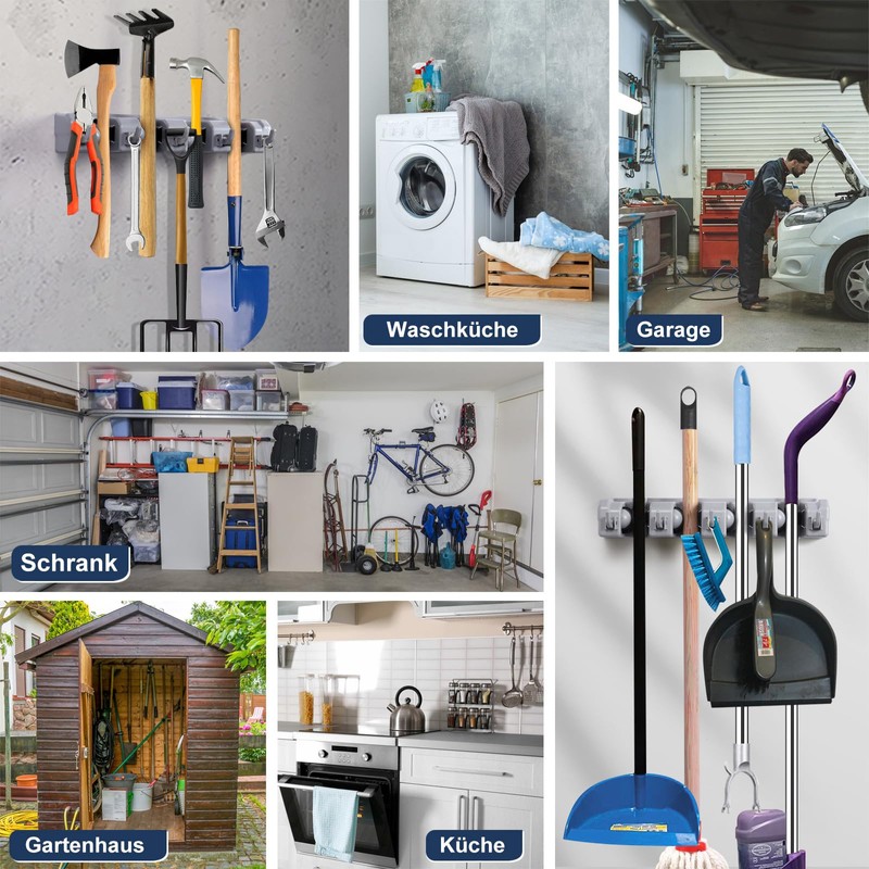 Kiemeu Broom Holder Wall Broom Holder Mop Holder Broom and