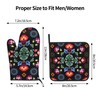 Oven Mitts and Pot Holder Set with Flower Pattern for