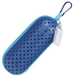 FISH-BOMB Goggle Case, For Swimming, Children, Kids, Swimming, Name Tag Included (Navy)