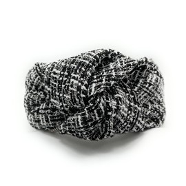 YETASI New 2.5 Inches Thick Black Knotted Headband for Women with Hints of White Threading is Unique. Tweed White Black Headbands for Women Top Knot