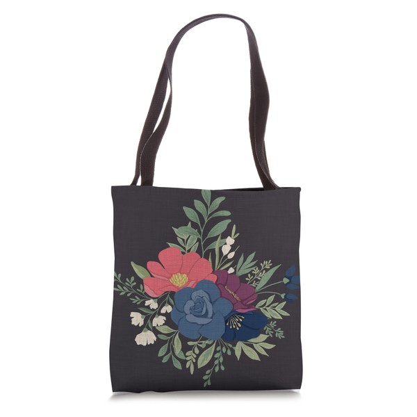 Centered Moody Floral Bouquet | Romantic Flowers on Dark Tote