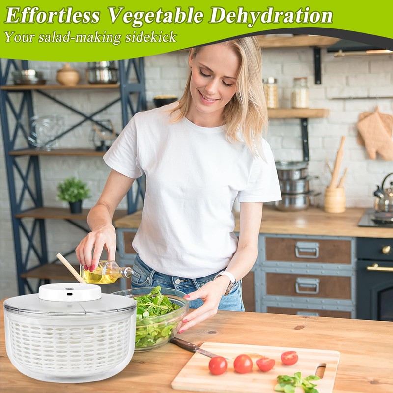 Electric Salad Spinner, 6L Lettuce Spinner Large Capacity USB Chargeble