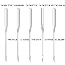 Wamkon 50 Pieces Sewing Machine Needle Set, 5 Sizes Sewing Machine Needle, Universal Sewing Machine Needles Set for Household Sewing