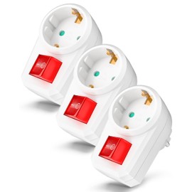 feletec Switchable Socket with Switch, Socket Switch, 2 Pin, Switched Socket with Child Lock, Pack of 3