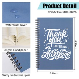 WHLBHG Thank You For Being Awesome 2pcs College Ruled Spiral Notebook Thank You Gifts For Women Inspirational Notebook Employee Appreciation Gifts (Spiral-2Pcs Thank Awesome)
