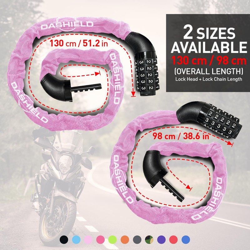DaShield Bike Chain Lock Security 5 Digit Resettable Combination, 38.6