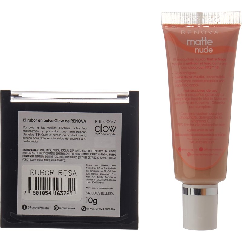 Renova Kit Rubor Rosa & Maq Glow H2O Natural