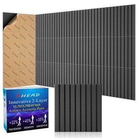 BSHEAD 12 Pack Large Soundproof Wall Panels, 15.7 x 15.7 x 0.47 in Sound Proof Foam Panels for Walls, 1.2lb/ft³ High Density, Thicker 0.47in, Acoustic Panels, Sound Dampening Panels Black