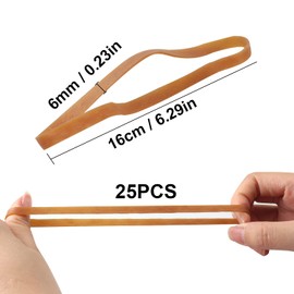 Lvcky 25 Pieces Large Rubber Bands 160mm x 6mm Wide Strong Rubber Bands for Office Home School Supplies Dark Yellow