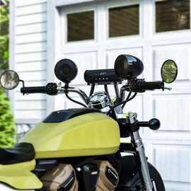 Waterproof Motorcycle Bluetooth Stereo, 4 Speakers Sound bar w/ 4.5" Speakers, Built-in Amplifier MP3 Music Player Audio System w/USB & Radio, Great for Harley & ATVs (RD8-X45 Black)