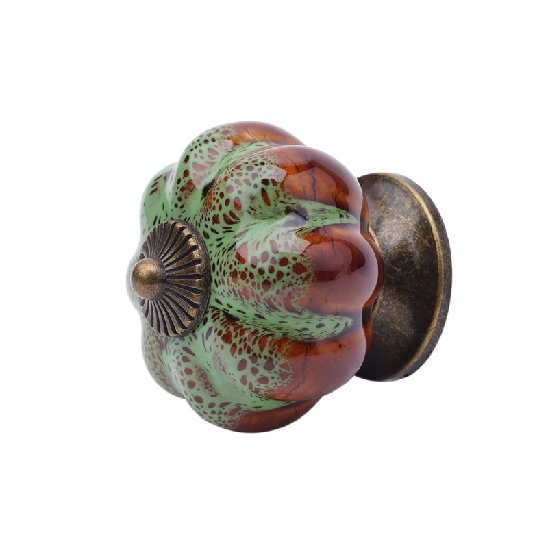 NAKUPENDA Ceramic Cabinet Knobs, Pack of 4 Vintage Pumpkin Ceramic