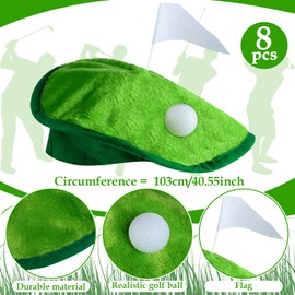 Funny Novelty Golfer Beret Hat with Golf Ball Flag for Golf Party Costume Accessories and Supplies (8 Set)