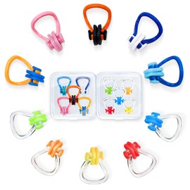 Swimming Nose Clip - 10 Packs Silicone Swim Nose Plugs for Kids (Age 7+) and Adults,Waterproof Pool Nose Plugs for Diving Swimming and Other Water Sports with Storage Box,Multi-Color