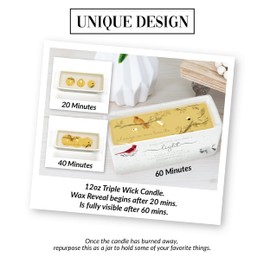 Pavilion - Always in Our Hearts - 12 oz 100% Soy Wax Candle Triple Wick Candle - Jasmine Tranquility Scented - Wax Reveal Suprise Message Remembrance Memorial Funeral Gift Bereavement Grief Present