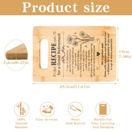 UptVin Retirement Gifts for Women Men, Engraved Bamboo Cutting Board with Recipe for a Great Retirement, Unique Happy Retirement Gift for Friends, Coworkers, Teachers, Nurses, Mum, Dad
