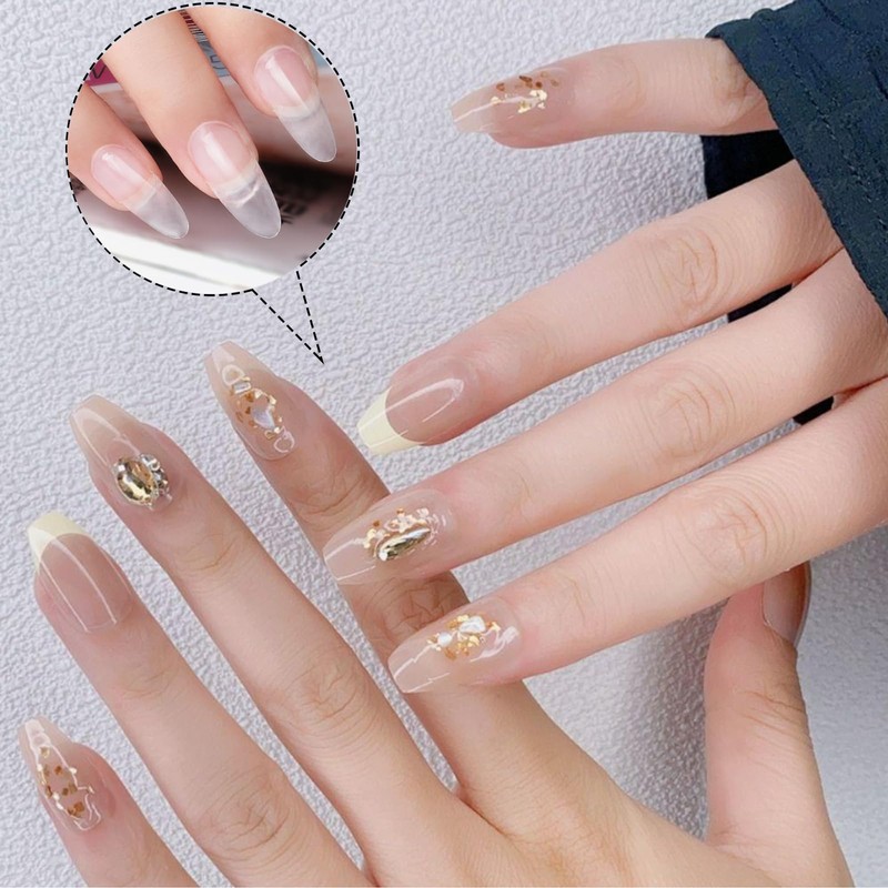 240pcs 12Sizes Almond Nail Tips Short Nail Tips,Clear False Nails,