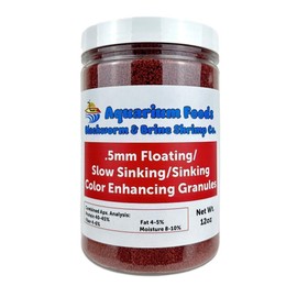 Aquatic Foods Inc. Color Enhancing 0.5mm Floating/Slow Sinking/Sinking Color Enhancing Micro Granules for All Small & Baby Discus, Cichlids, All Tropical Fish…12oz Lg Round Jar